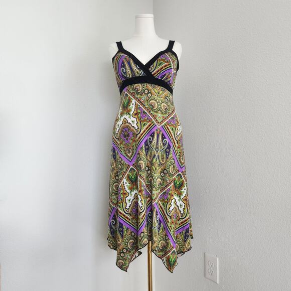 American Vintage Dresses & Skirts - Vintage Y2K Dressbarn Purple Orange Fairy Dress Asymmetrical Midi Dress M